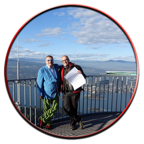 karDEL und Reinhard am Pyramidenkogelturm